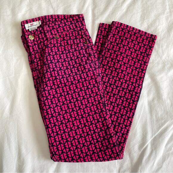 Pink Corduroy Pants Pink Navy Vineyard Vines Girls Size 12 - Picture 1 of 11